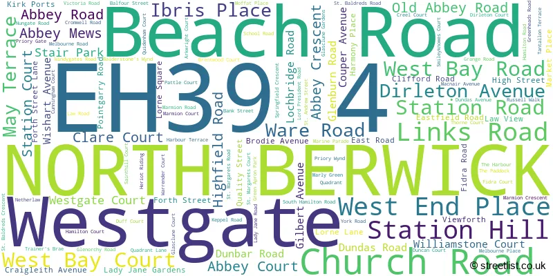 A word cloud for the EH39 4 postcode